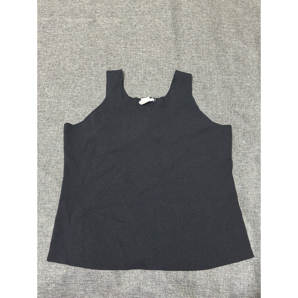 AGB Women 2X Tank Top Black Sleeveless Rib Knit Scoop Neck